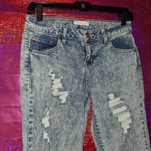 Acid Wash Ripped Skinny Jeans